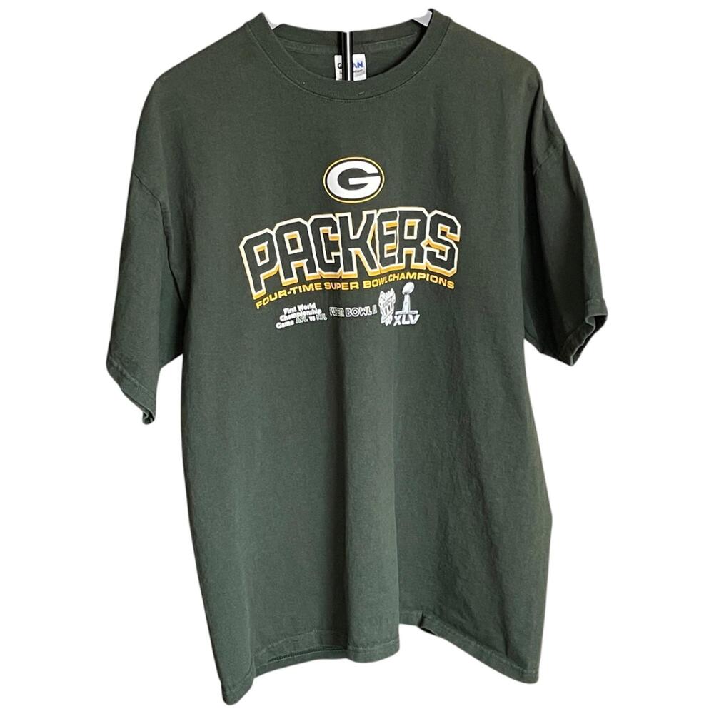 Green Bay Packers XL 4x SB Champs Mens Green Graphic Logo Short Sleeve CLEAN